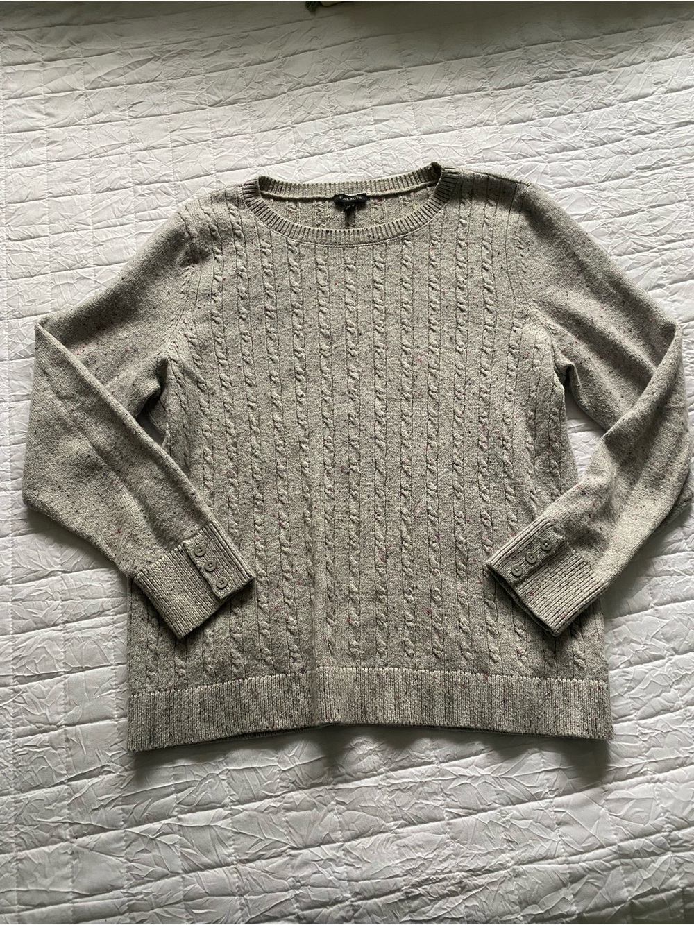 Talbots Neutral Cable-Knit Crewneck Sweater - Women